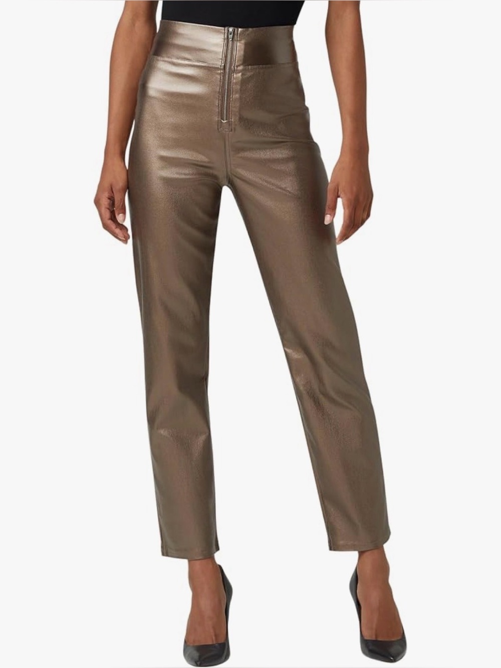 Nwt HUE Metallic Brown High-Rise Ankle Jeans